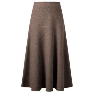 OGL Warm Cozy CashSoft Wool Look Flared Side Zip Maxi Skirt Brown Size 2XL